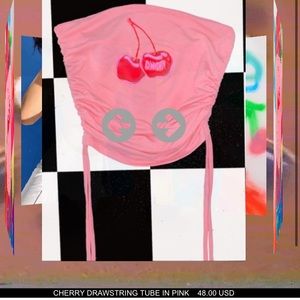 cherry drawstring omighty pink tube top